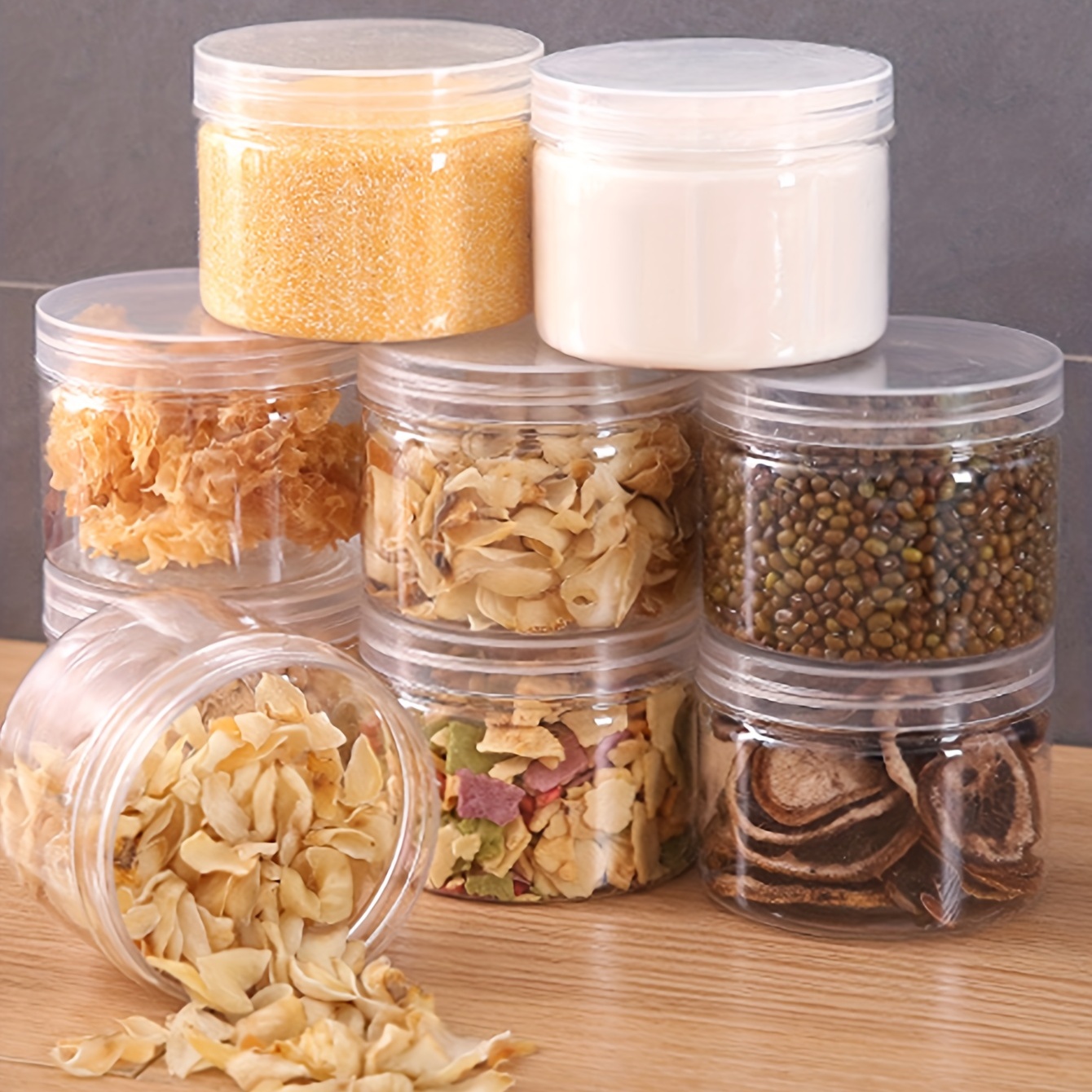 1pc Japanese-style Plastic Cereal Container With Measuring Cup