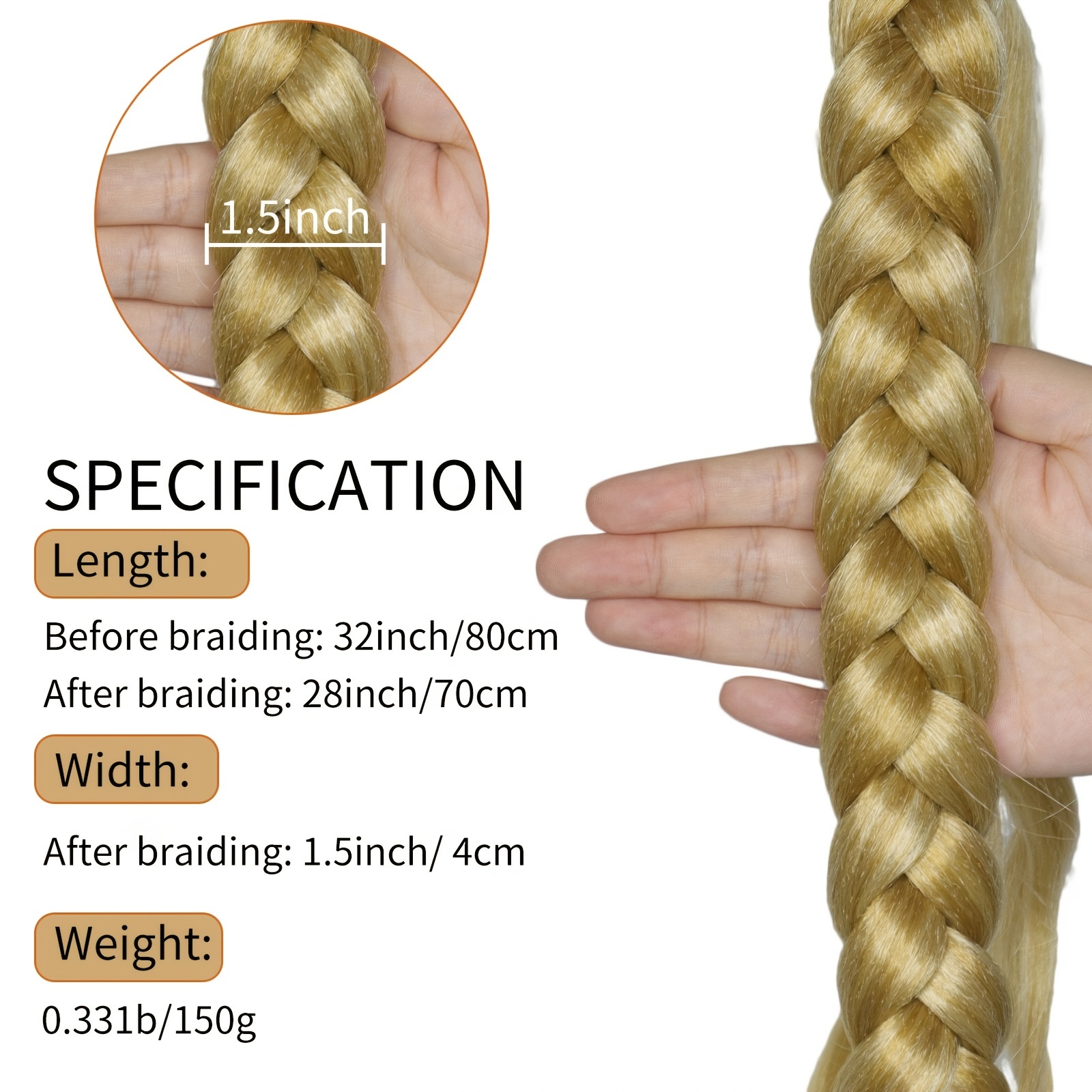 Long Braided Ponytail Extension Hair Tie Women Straight Wrap