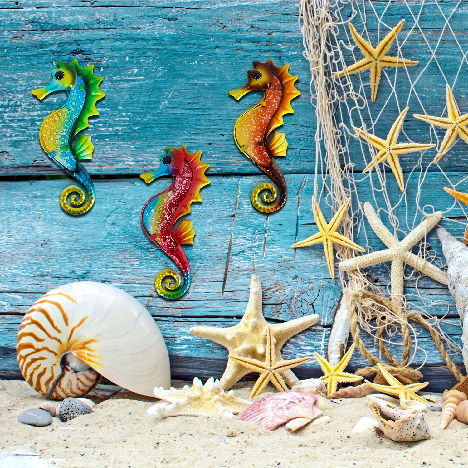 Decoración de baño con temática de playa, (2) adornos de pared de cristal  con estrellas de mar para decoración de baño con temática oceánica