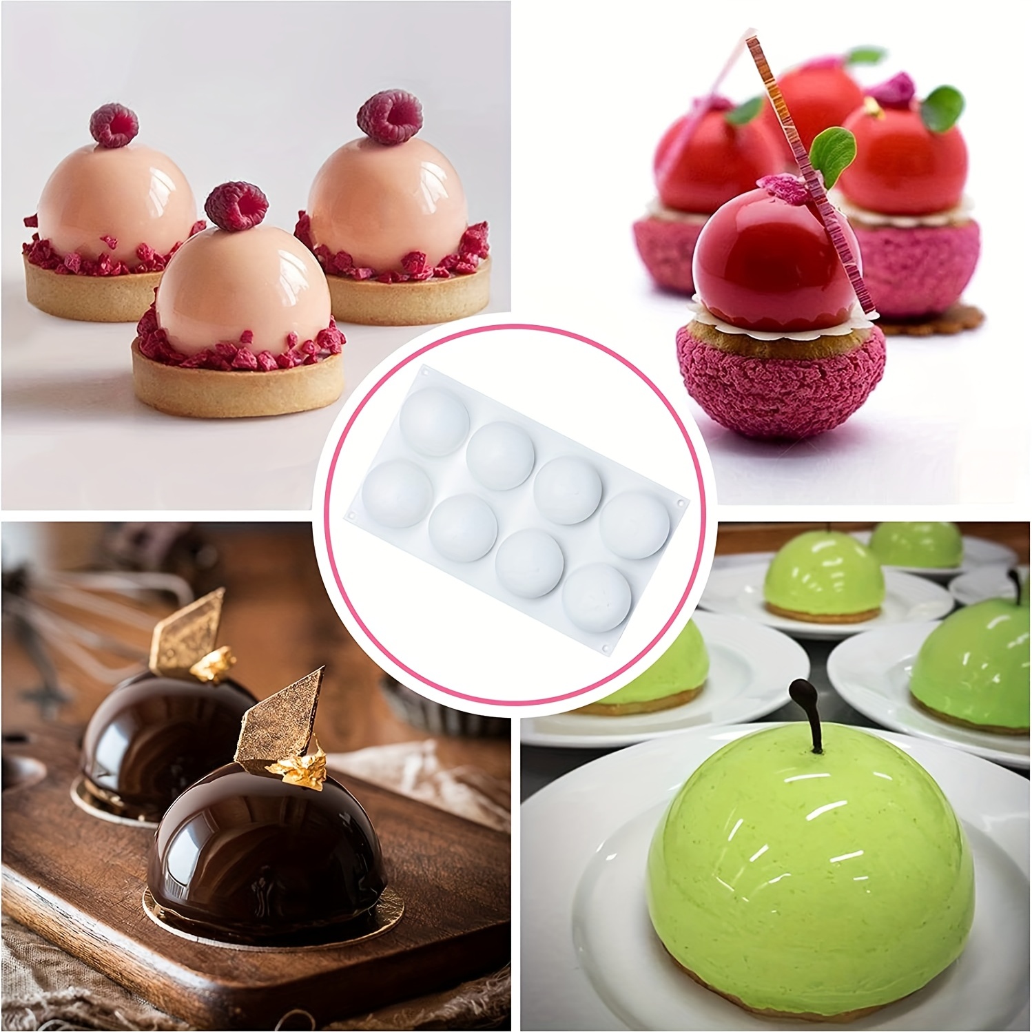 Silicone 3d Ice Cream Ball Shape Molds,cookie Pastry Mold,soap Candle Clay  Mold,aromatherapy Plaster Mold For Wedding Cake Chocolate Dessert Pudding  Mousse Decor Diy Kitchen Baking - Temu