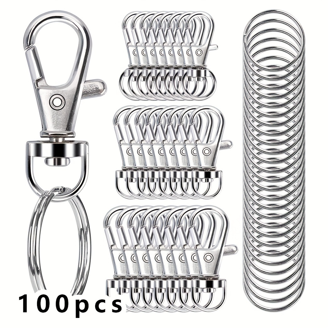 100PCS Swivel Snap Hooks With Key Rings, Premium Metal Swivel Lobster Claw  Clasps In Assorted Sizes (Large, Medium, Small) For Keychain Jewelry Making