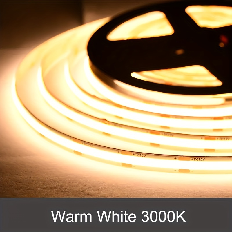 Cob Led Strip Lights Warm White Lighting Flexible Ribbon - Temu