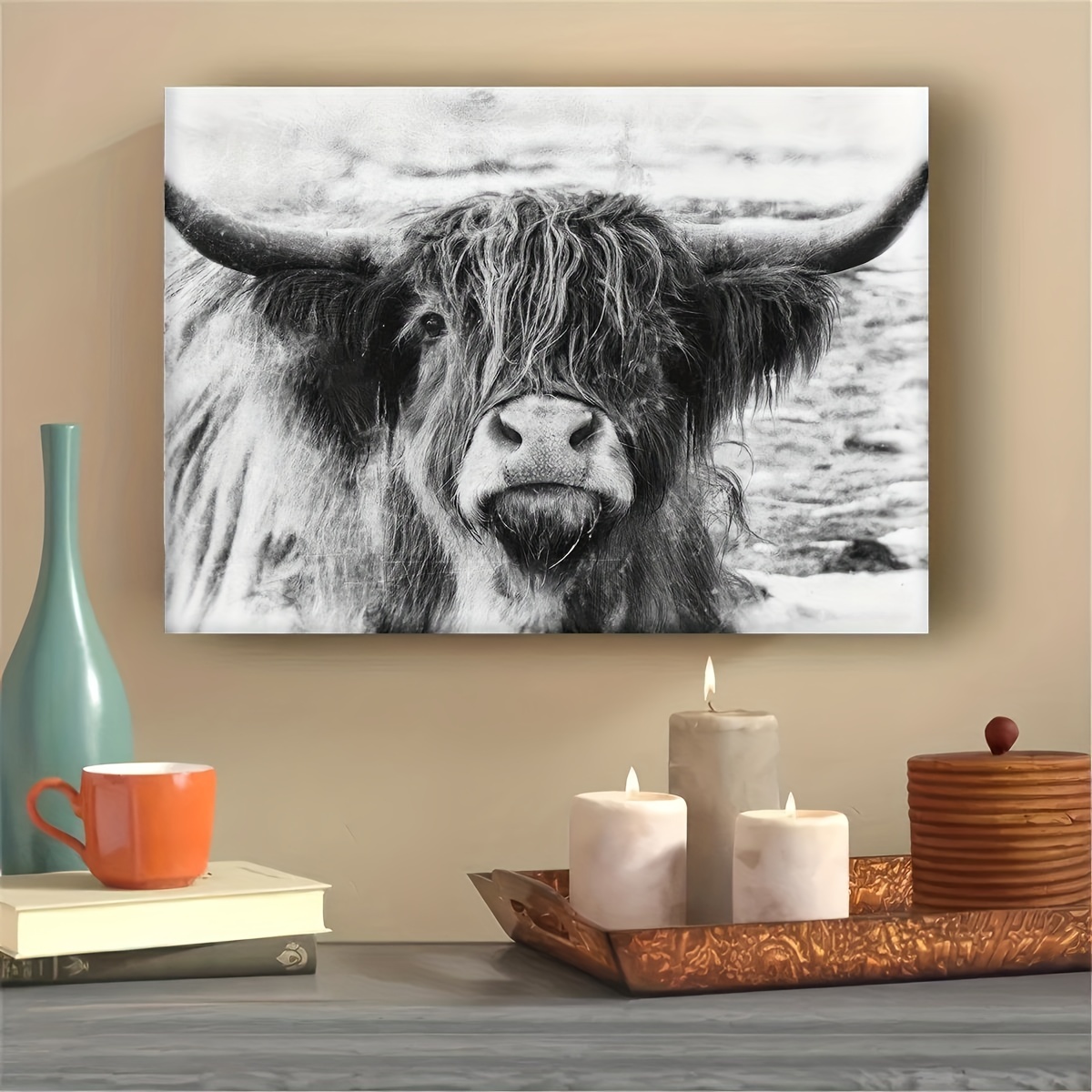 1pc Impression Sur Toile De Vache Des Highlands Colorée - Temu Belgium