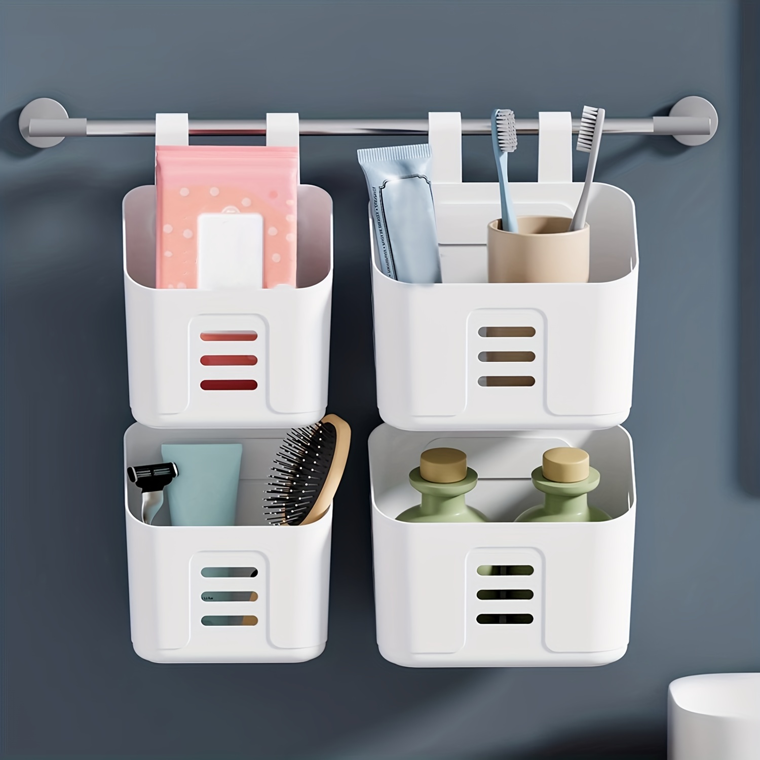 1/6/12 Small Hanging Toiletry Storage Basket, Durable Stationery Storage  Bucket For Remote Control, Condiments, Cosmetic, Sundries, Household Storage  Organizer For Bathroom, Kitchen, Bedroom, Study, Home, Dorm - Temu