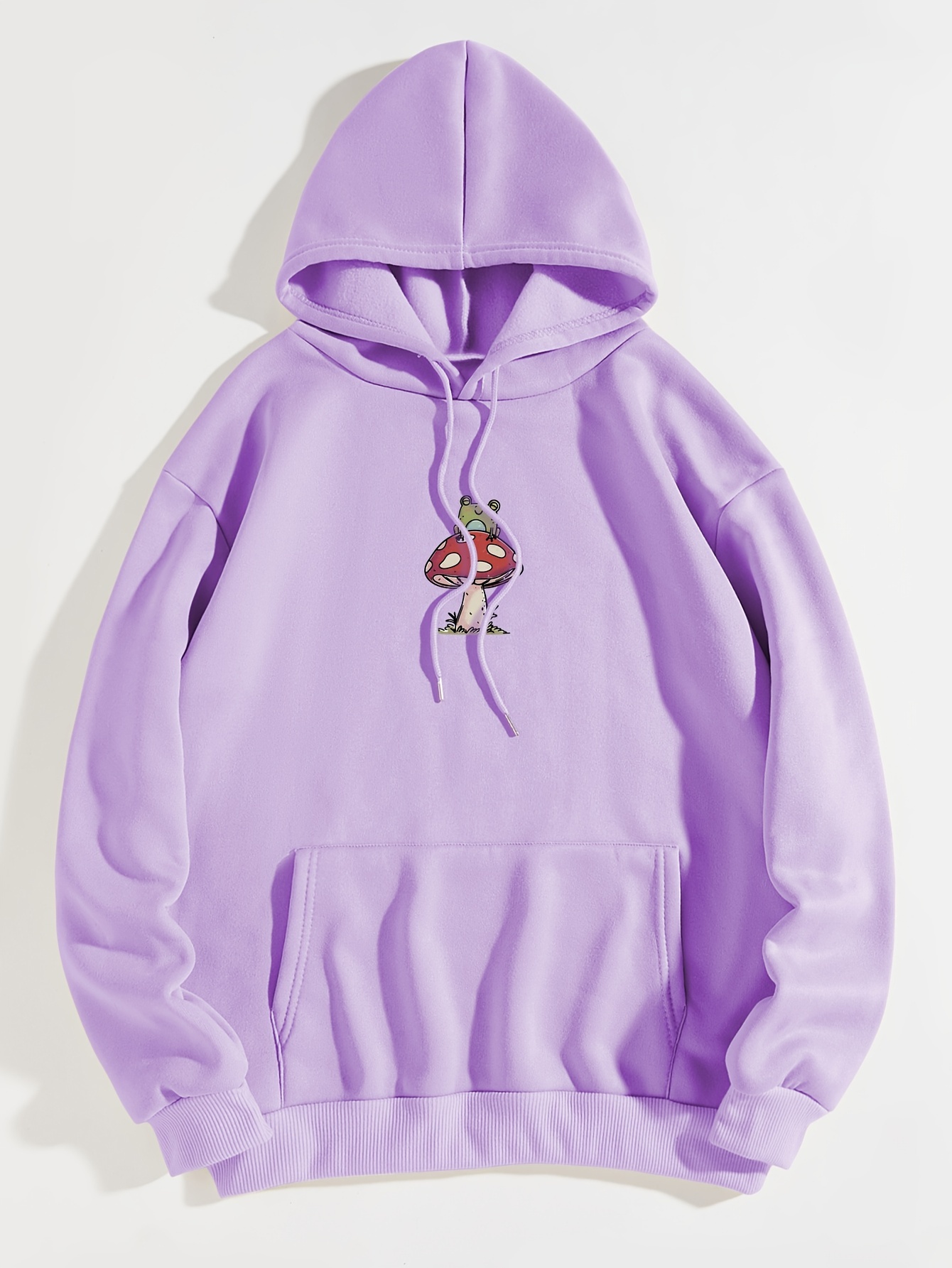 Mushroom Frog Print Drawstring Hoodie Casual Long Sleeve - Temu Canada