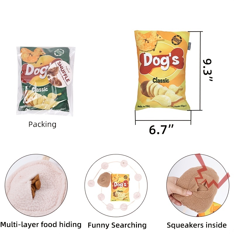 Potato Chip Bag Funny Dog Toys Plush Squeaker Food Toy for Small