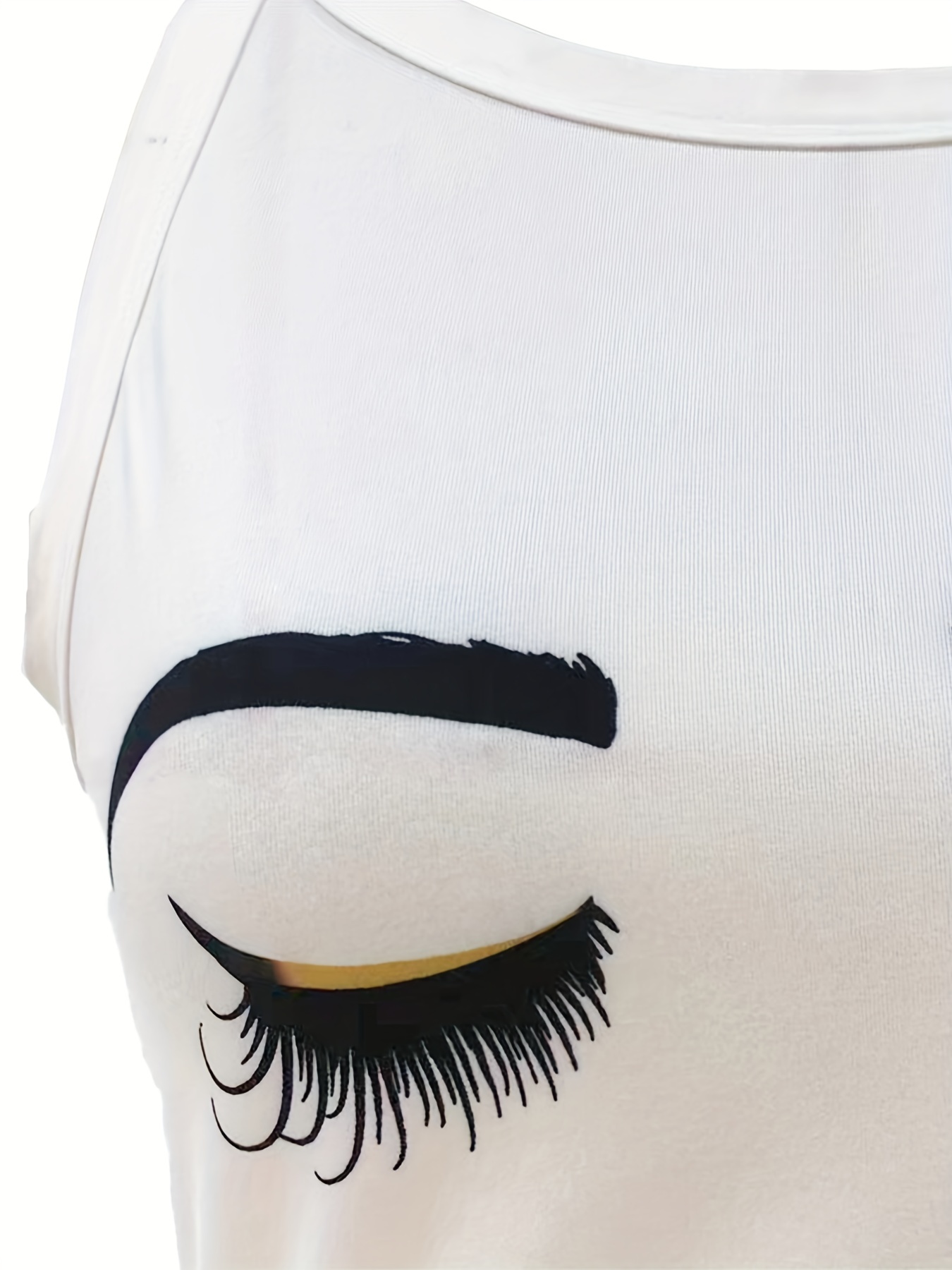 Eye & Eyelash Print Neck Tank Top Women's Sleeveless Top