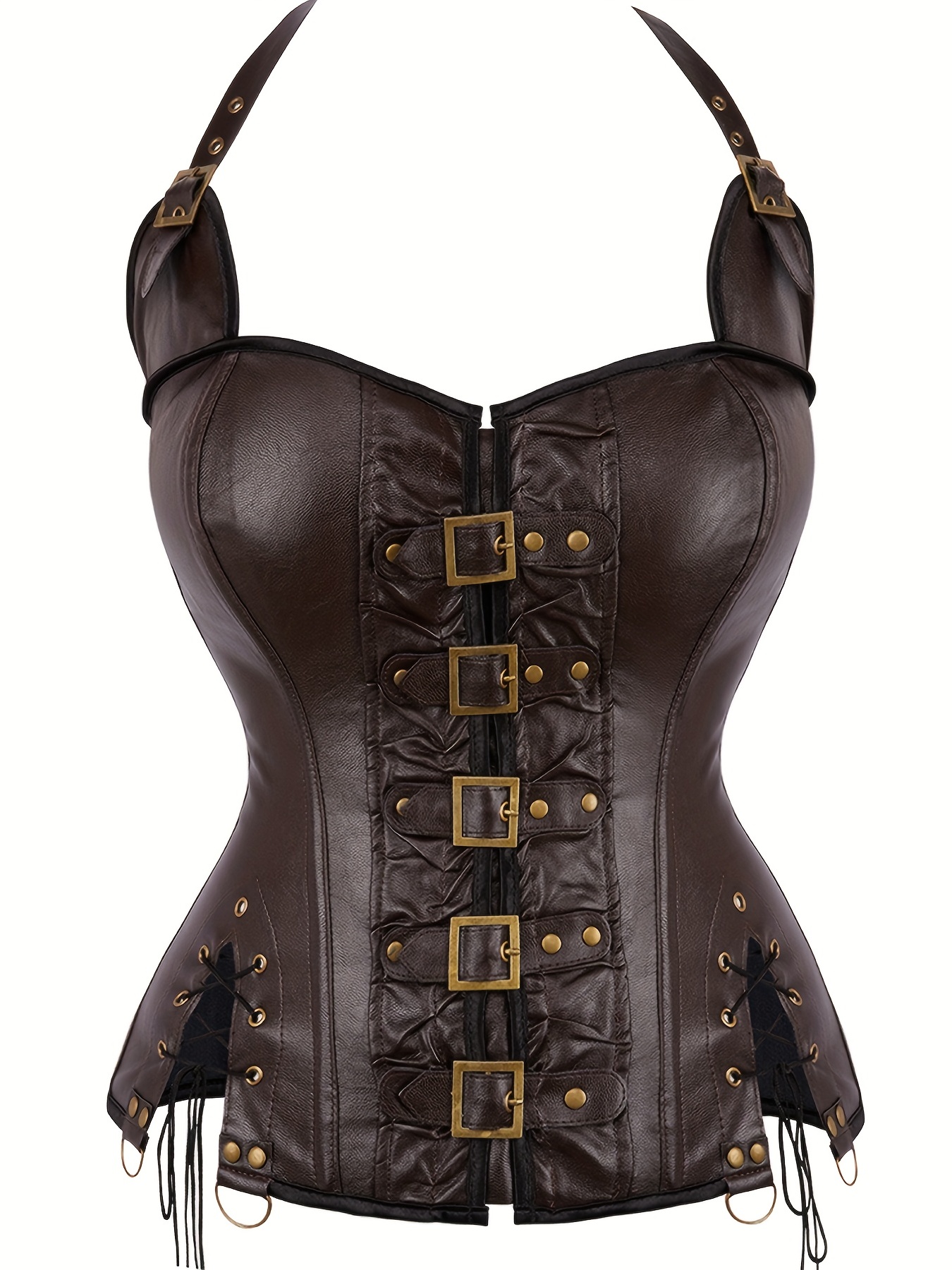 Women's Steampunk Goth Underbust Corset Vest Sexy Brown Punk Rivets Retro  Corsets and Bustiers Waist Trainer Shaper : : Health & Personal  Care