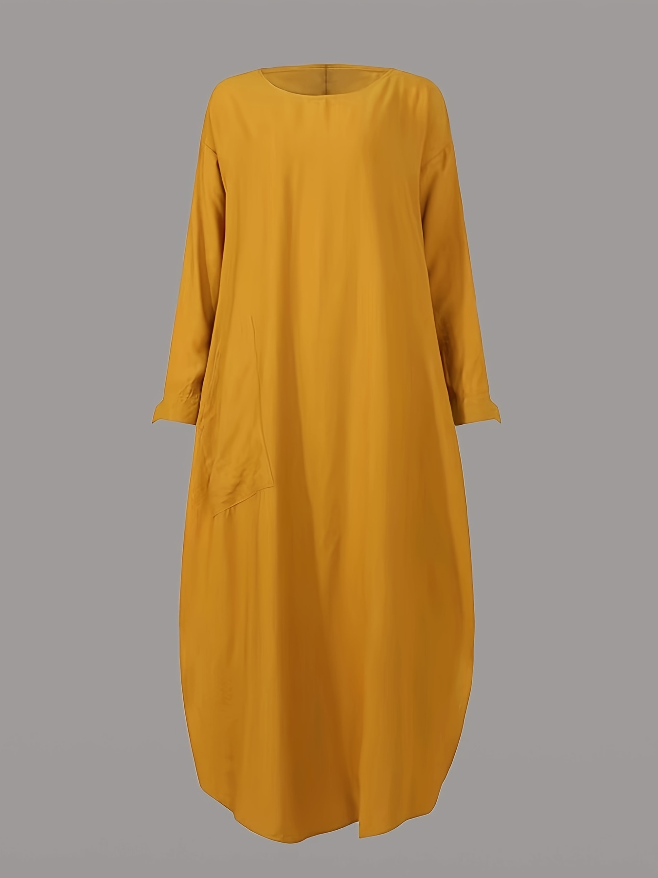 Ramadan Solid Split Kaftan Dress Modest Long Sleeve Maxi - Temu Canada