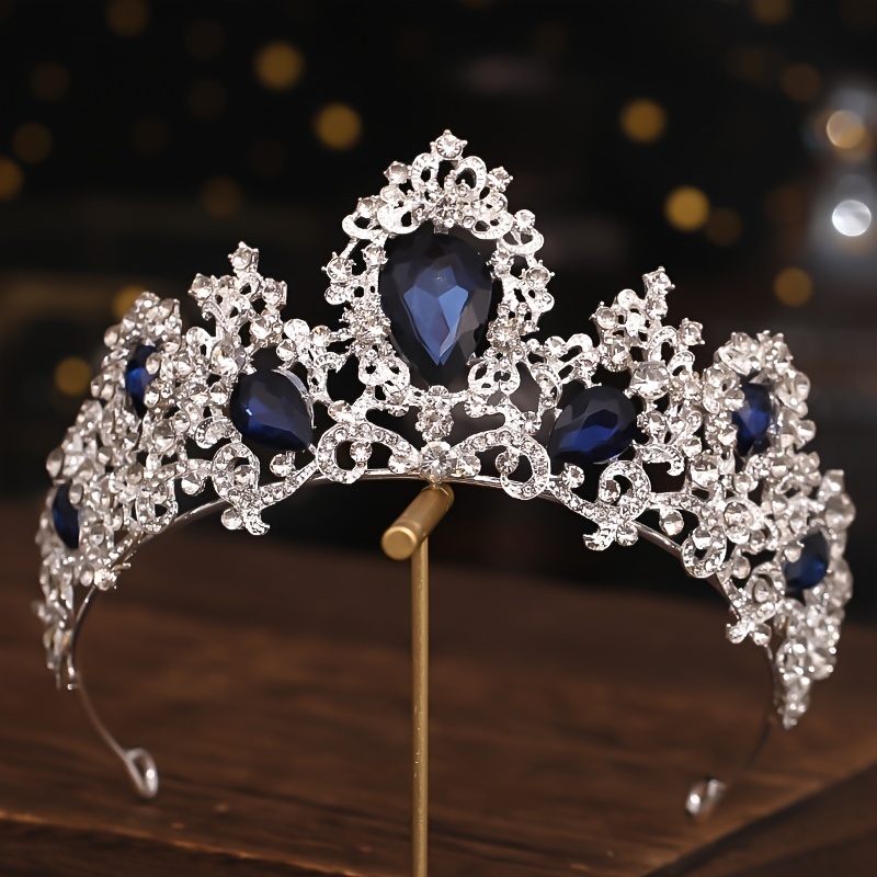 Vintage Barock Crown Tiara Diadem Silber Farbe Kristall Strass Krone Und  Diademe Braut Haar Schmuck Hochzeit Haar Zubehör