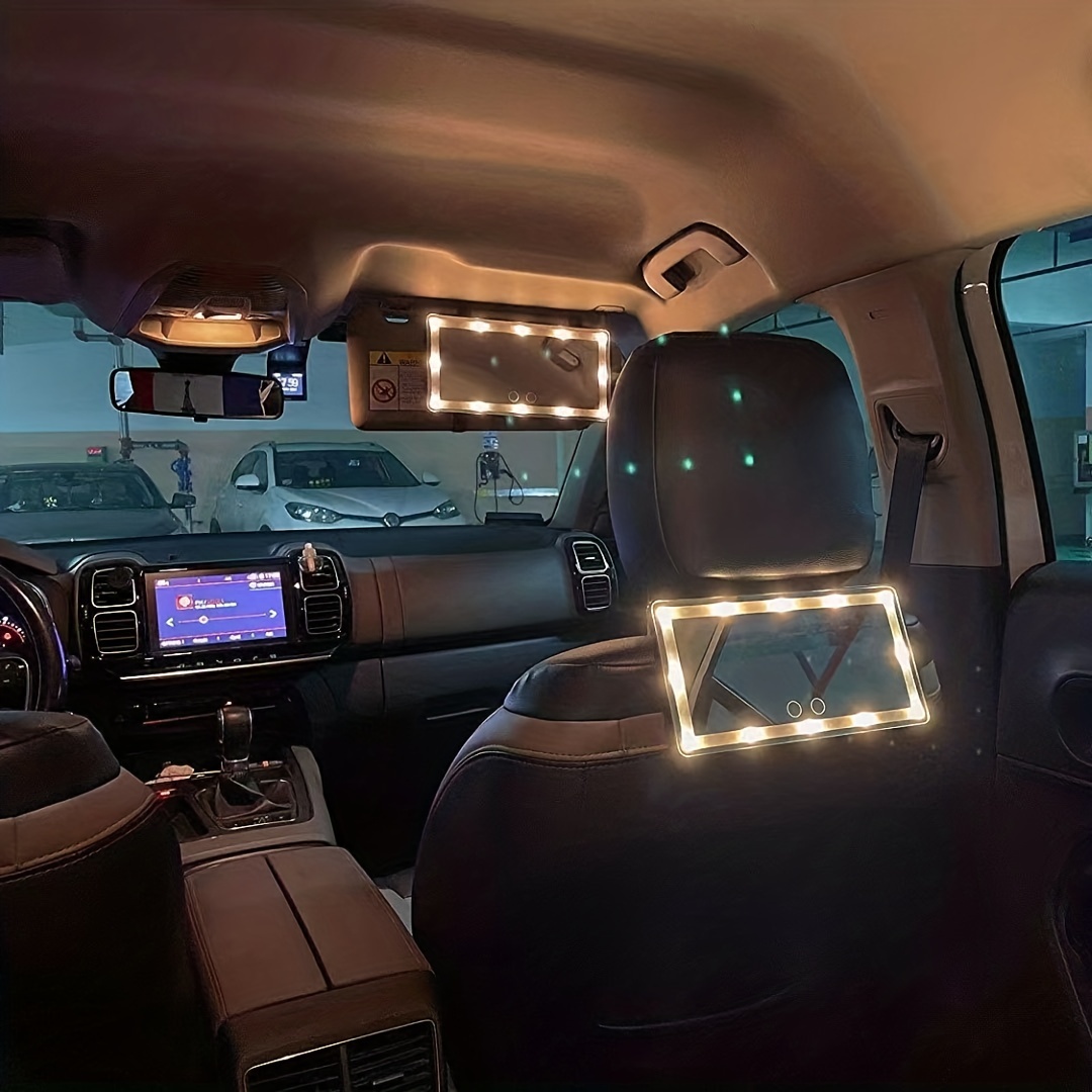 Miroir de maquillage de voiture LED avec écran tactile, miroir de