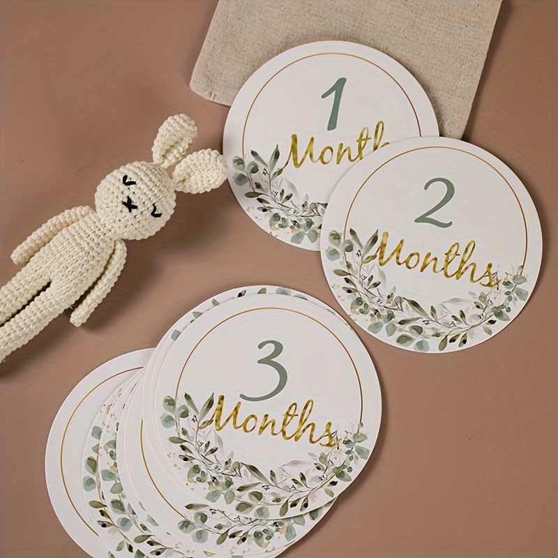 arjetas mensuales de madera para bebés de doble cara discos de
