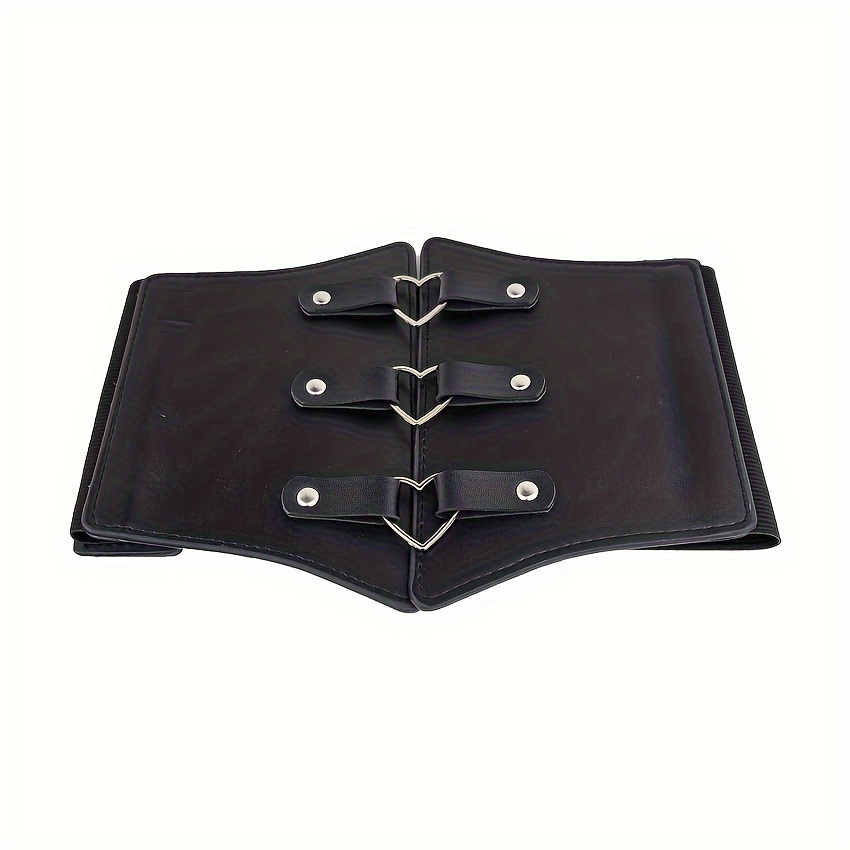 Image of Stylish Triple Wide Belts Elegant Solid Color Elastic Waistband1cincher Classic Dress Girdle For Women
