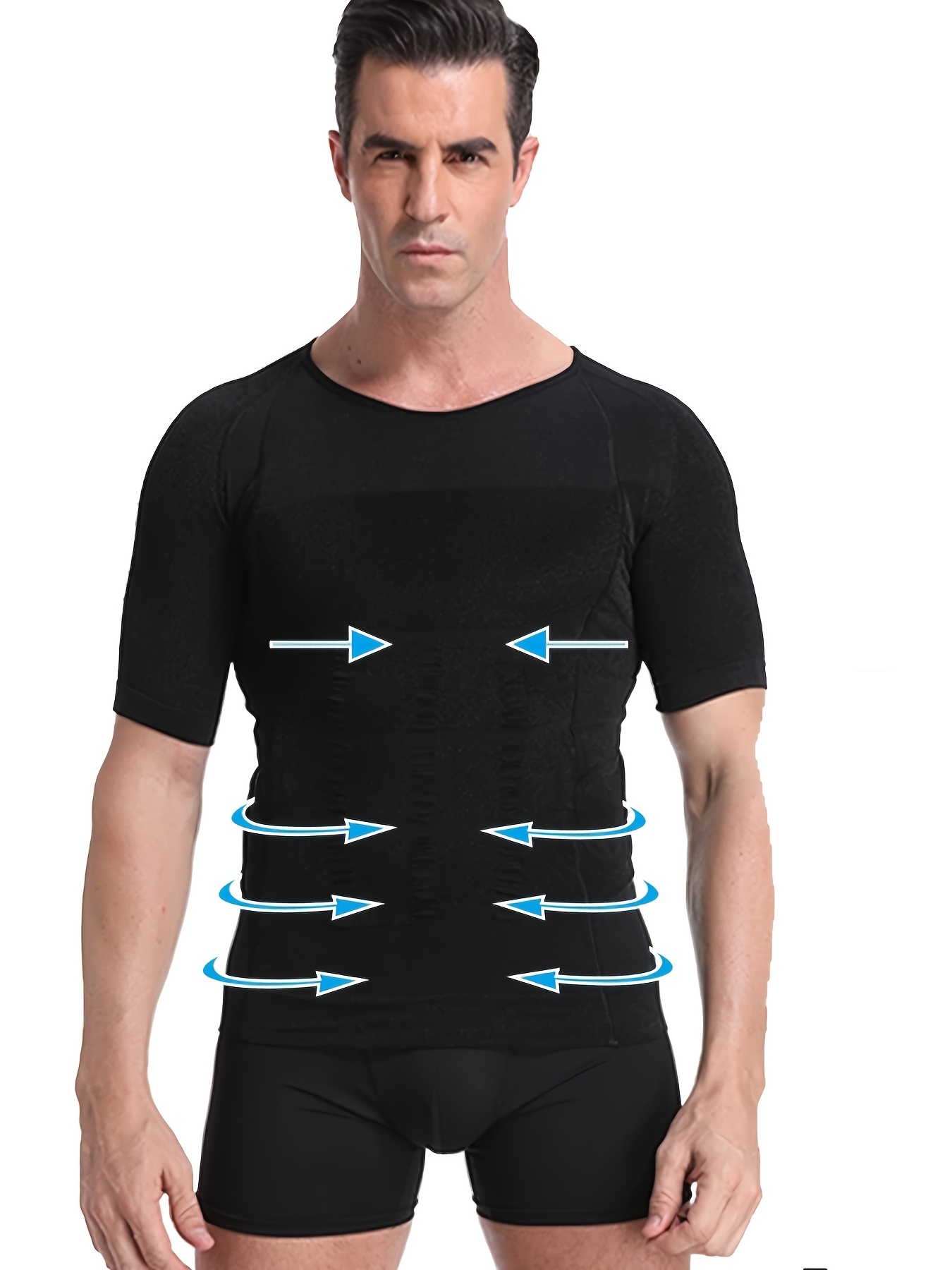 Tummy Control Basic Compression Short Sleeve Shirt U neck - Temu