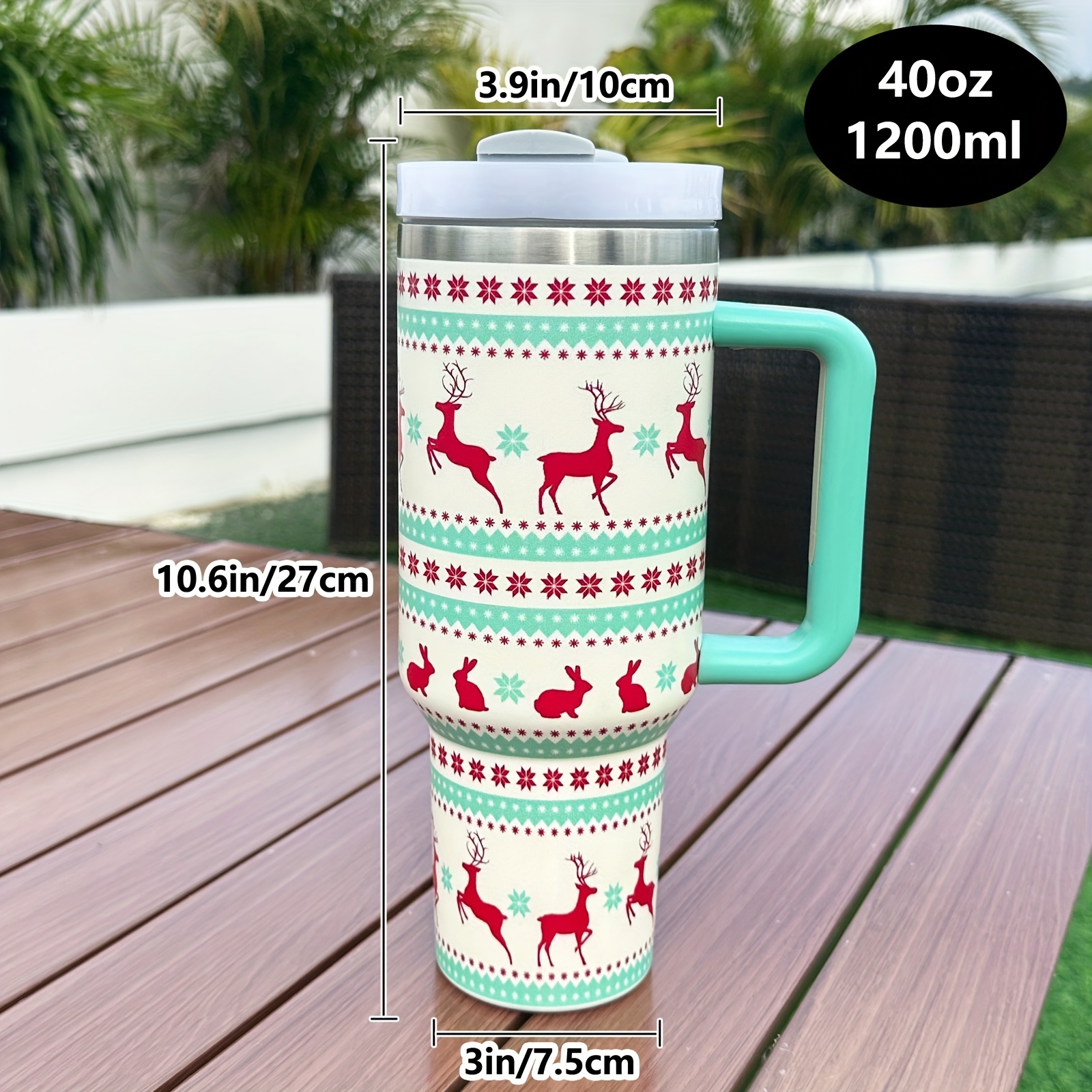 Christmas Thermos Water Bottle with Handle and Straw Lid 40oz Coffee  Tumbler Cup Car Mug Vacuum Cup Keep Ice and Cold - AliExpress