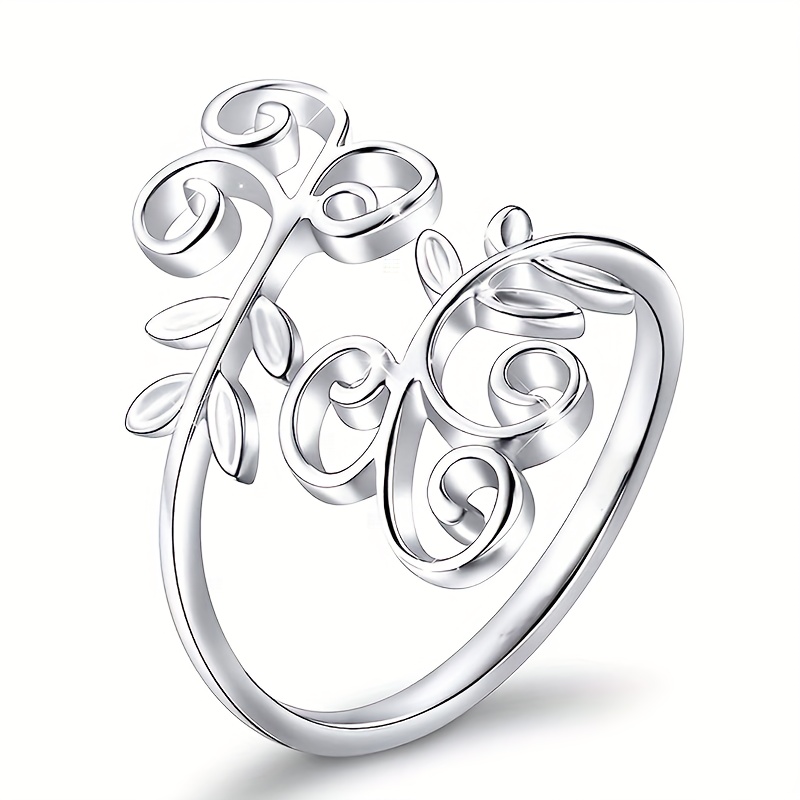 Adjustable Open Leaf Ring with Intricate Filigree Details