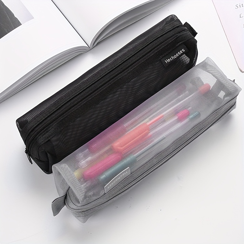 1pcs Angoo Transparent Mesh Pencil Case Pen Bag High Quality Ice