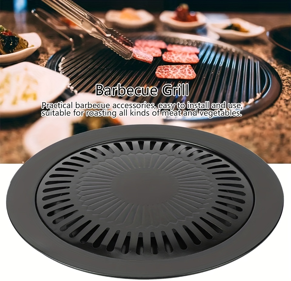 Korean BBQ Grill Pan, Stovetop Korean BBQ Non-stick Round Barbecue Grill  Pan, Smokeless Barbecue Plate for Indoor Outdoor Grilling, Stovetop Grill