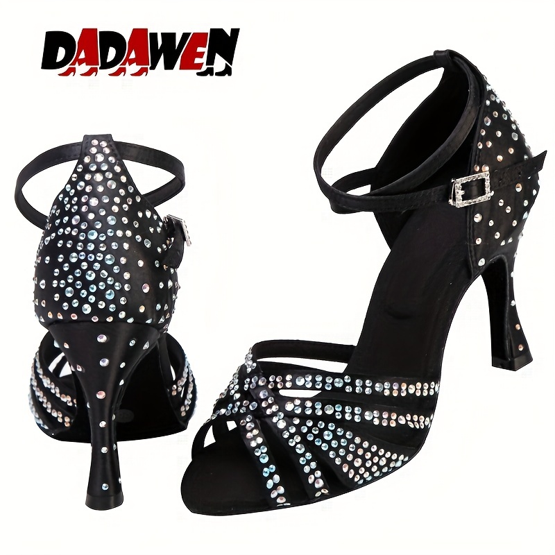 Women's Rhinestone Latin Dance Shoes Ankle Strap Sandals