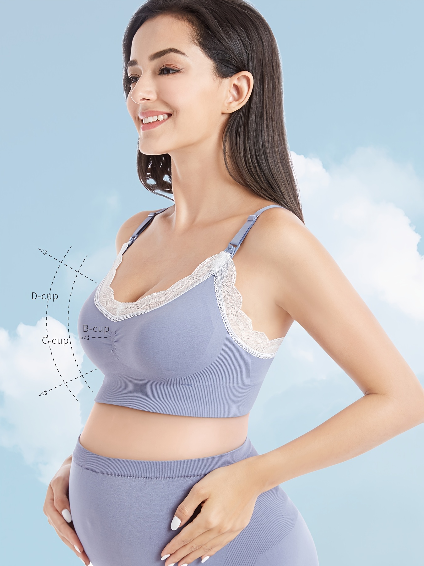Solid Maternity Bras Lace Sexy Nursing Push Up Comfortable No Wire Bras for  Women 2023 Sexy Bras for Women Lingerie Light Blue