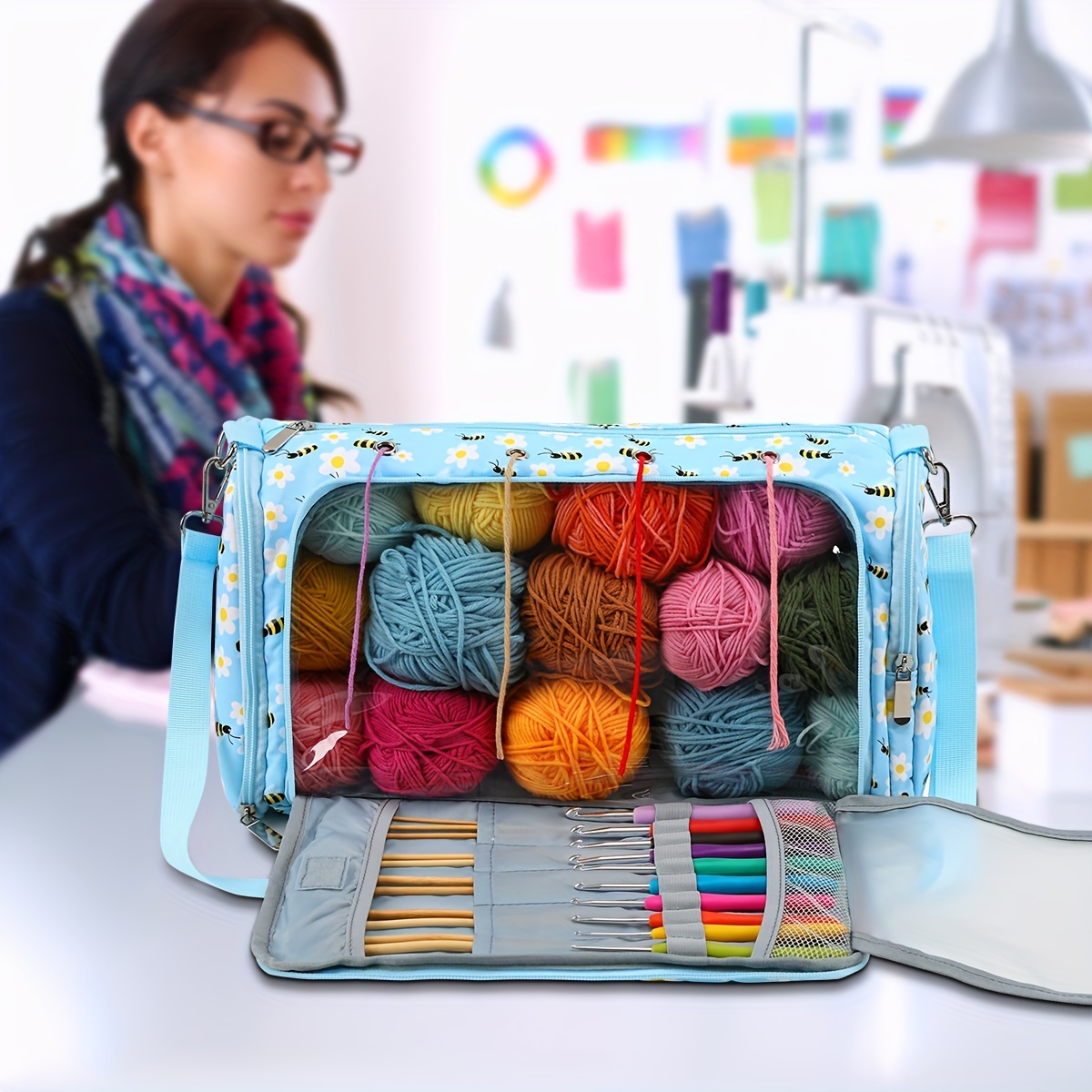 Sewing Supplies Organizer Bag, Double-Layer Sewing Box Organizer