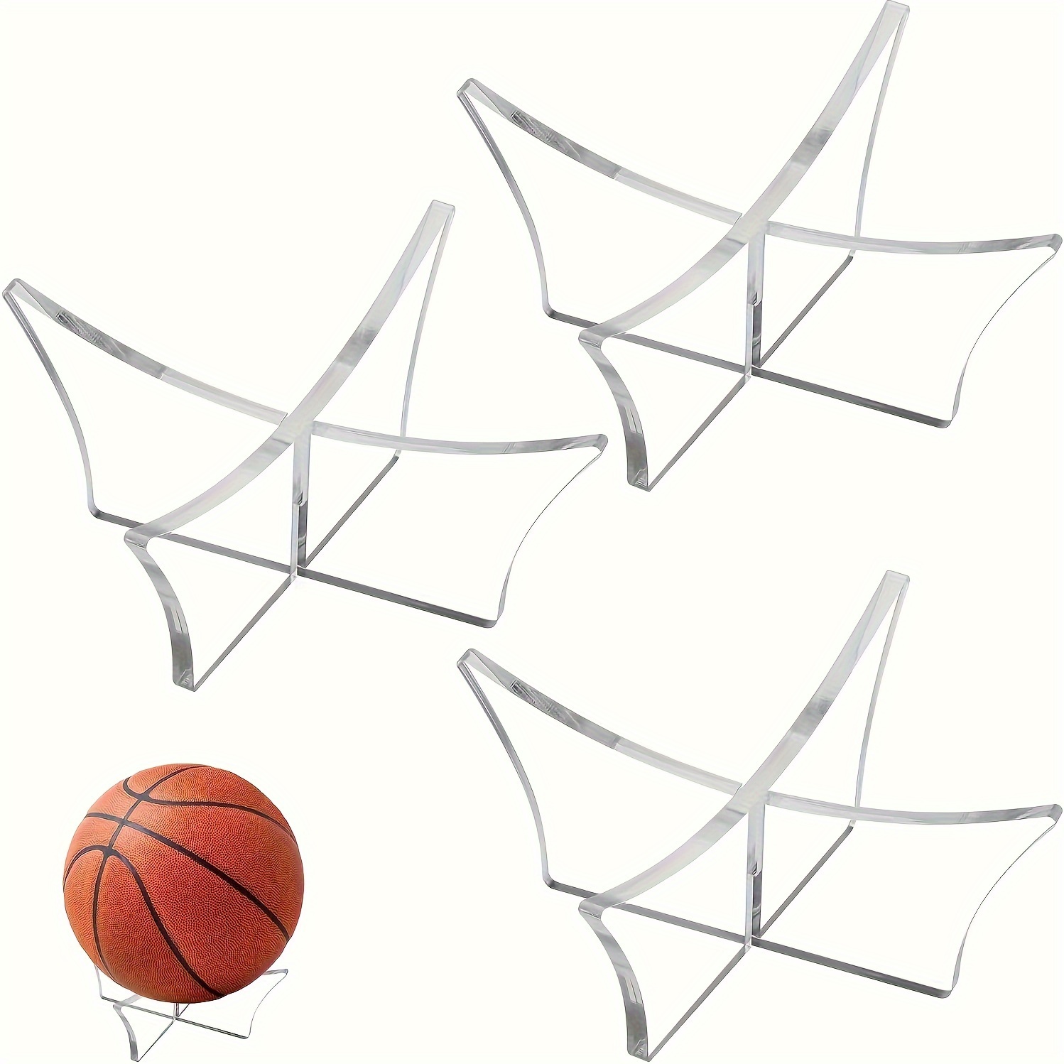 Supports de ballon 4 pièces, football, support de basket-ball, support de  ballon en acrylique, support de ballon transparent Transparent Black