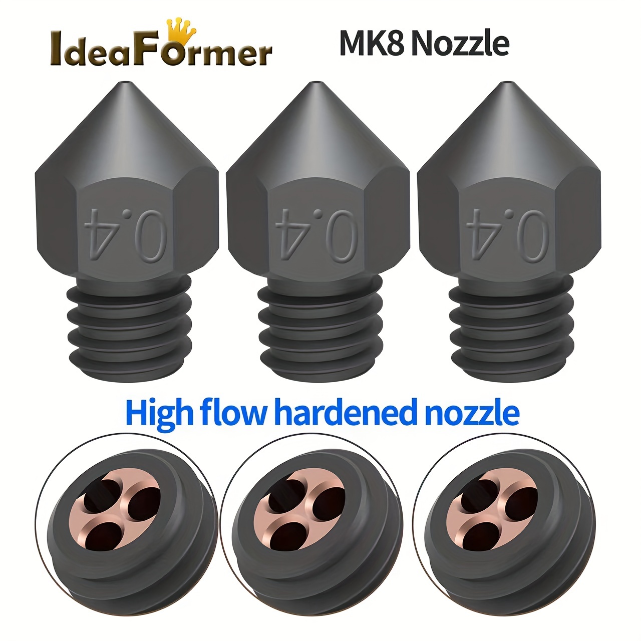 

Mk8 Cht Nozzle Upgrade Hardend Steel 0.2/0.4/0.6/0.8mm High Flow Clone Cht Nozzles For Ender 3 V2 Ender 5 Cr10 3d Printer Parts
