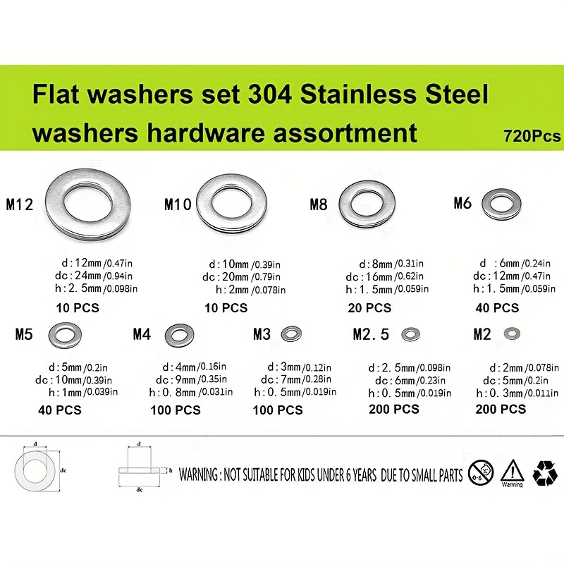 304 Stainless Steel Flat Washers Set Big Plain Washers - Temu