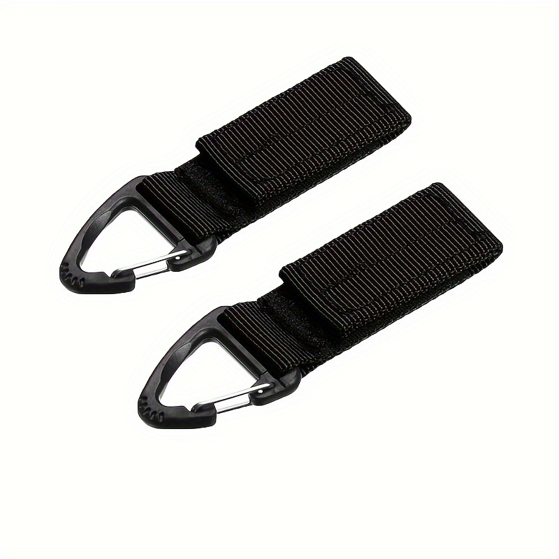 2pcs Hanging Key Hook Clip Clamp Buckle, Nylon Webbing Belt Carabiner Outdoor Strap Climbing Accessories, Outdoor Keychain,Temu