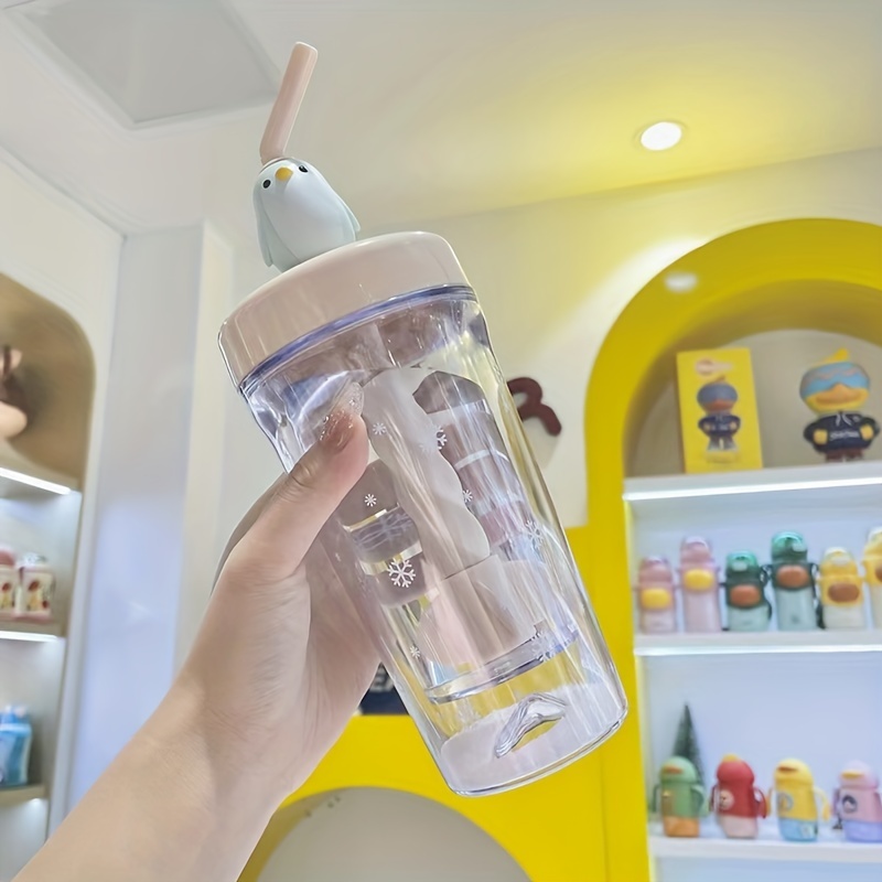 Straw Cup Creative Cartoon Baby Straw Cup Outdoor Portable