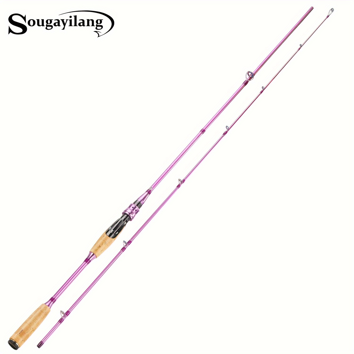 Sougayilang 1pc 2 Sections Lightweight Spinning Fishing Rod, 2.1m/6.9ft  Carbon Fiber Fishing Pole With Cork Wood Handle, Fishing Tackle For  Freshwater