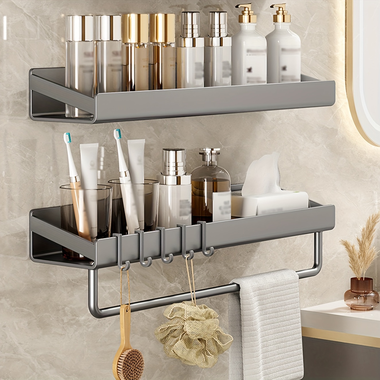 Wall Mounted Bathroom Shelf, Cosmetic Storage Rack, Shower Caddy Shelf,  Suitable For Bathroom Item Storage, Bathroom Accessories - Temu