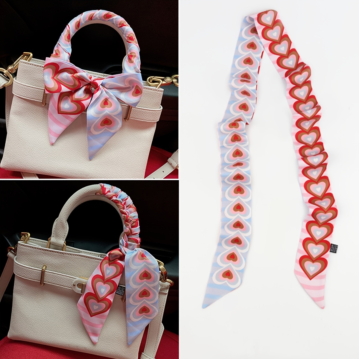 Neckerchief Hair Scarf Handbag Imitation Silk Scarf Tied Ribbon