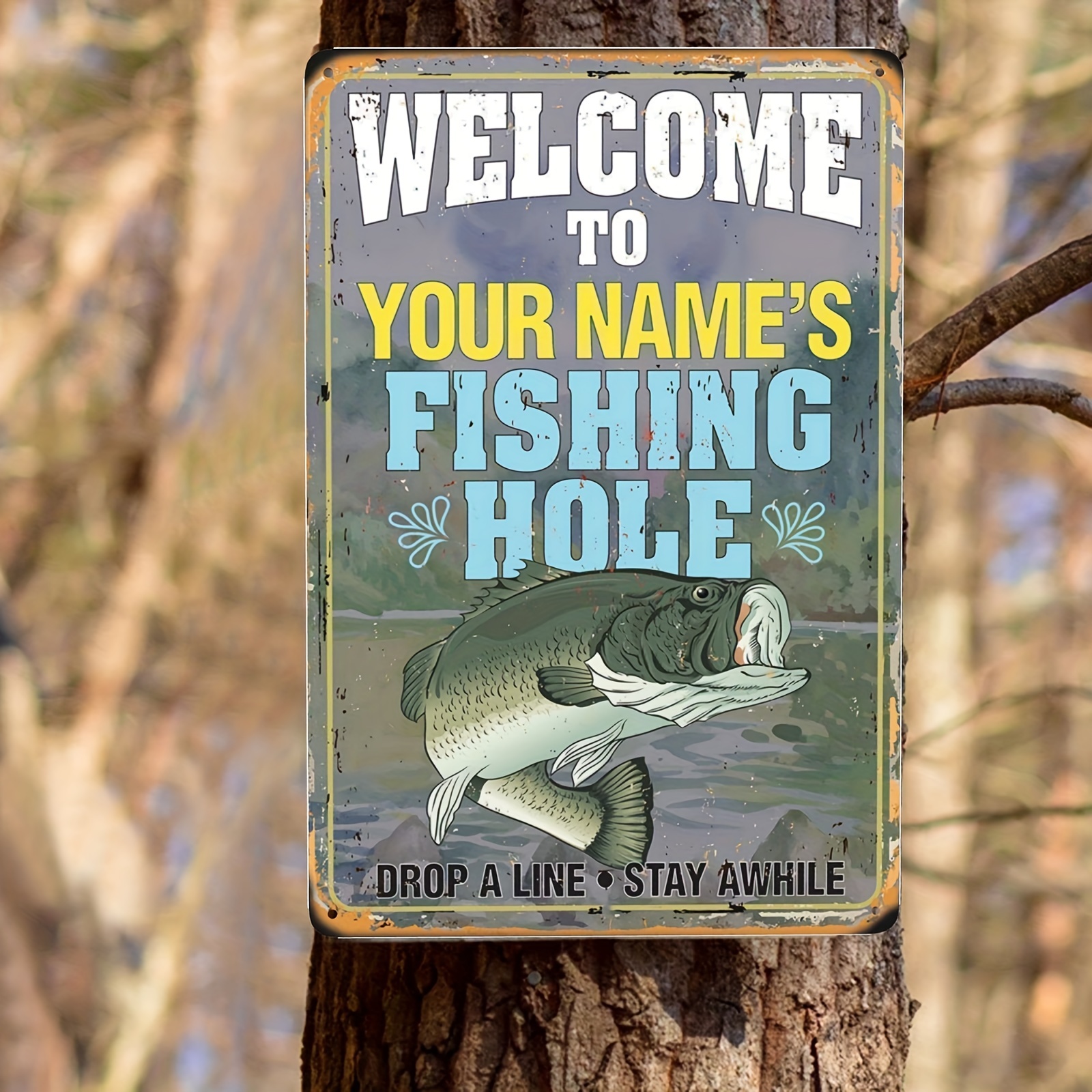 Fishing Welcome Drop A Line Stay Awhile Area Rug - Bass Fishing