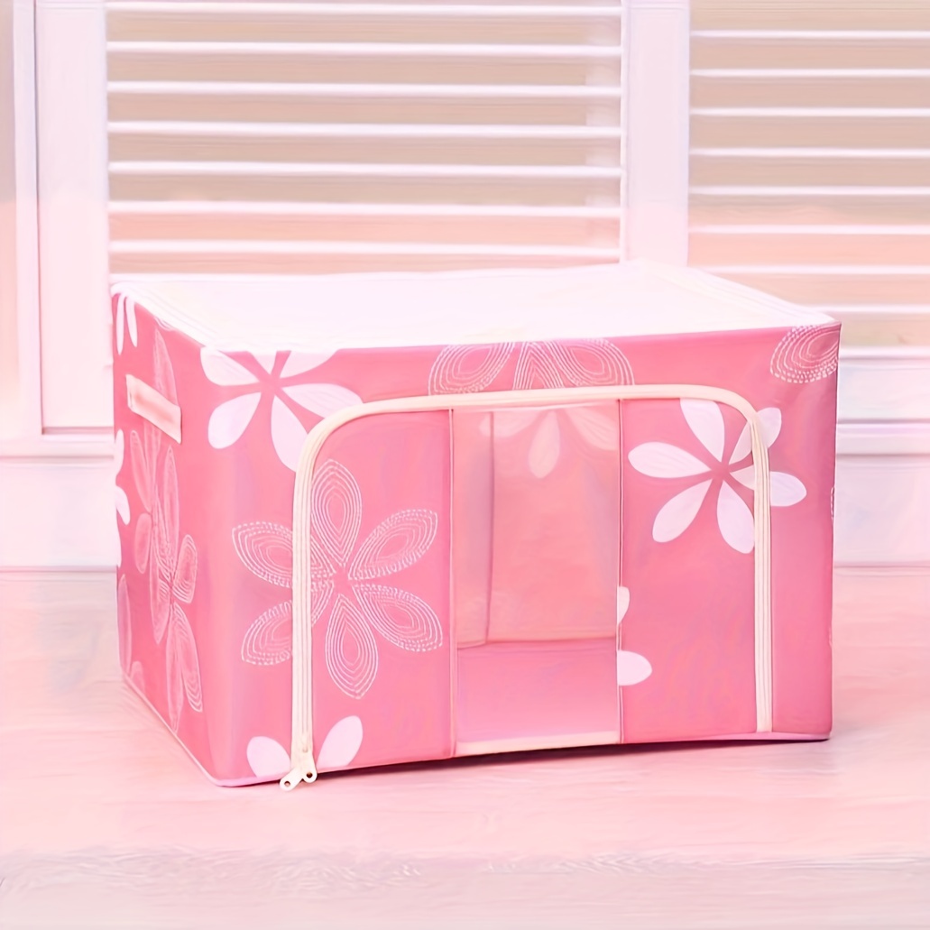 Cute Zippered Portable Storage Bin With Handles& Window, With Support Metal  Rack, Stable Storage Box For Clothes, Kids Toys, Towels, Books, Quilts,  Halloween Sundries, Space Saving Organizer Of Closet, Laundry, Home, Dorm