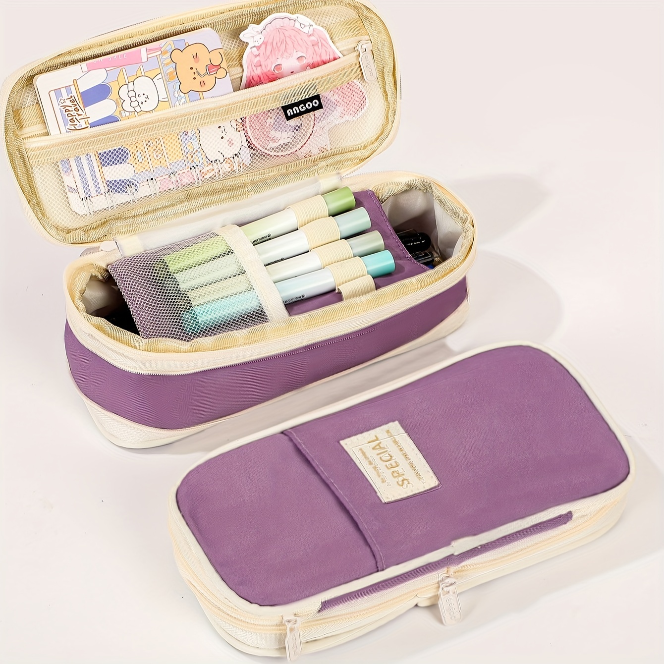 Xmmswdla Preppy Pencil Case Purple Pencil Caseslarge-Capacity Pencil Case Macaron Color Matching Can Be Transformed Into An Upgraded Pencil Case