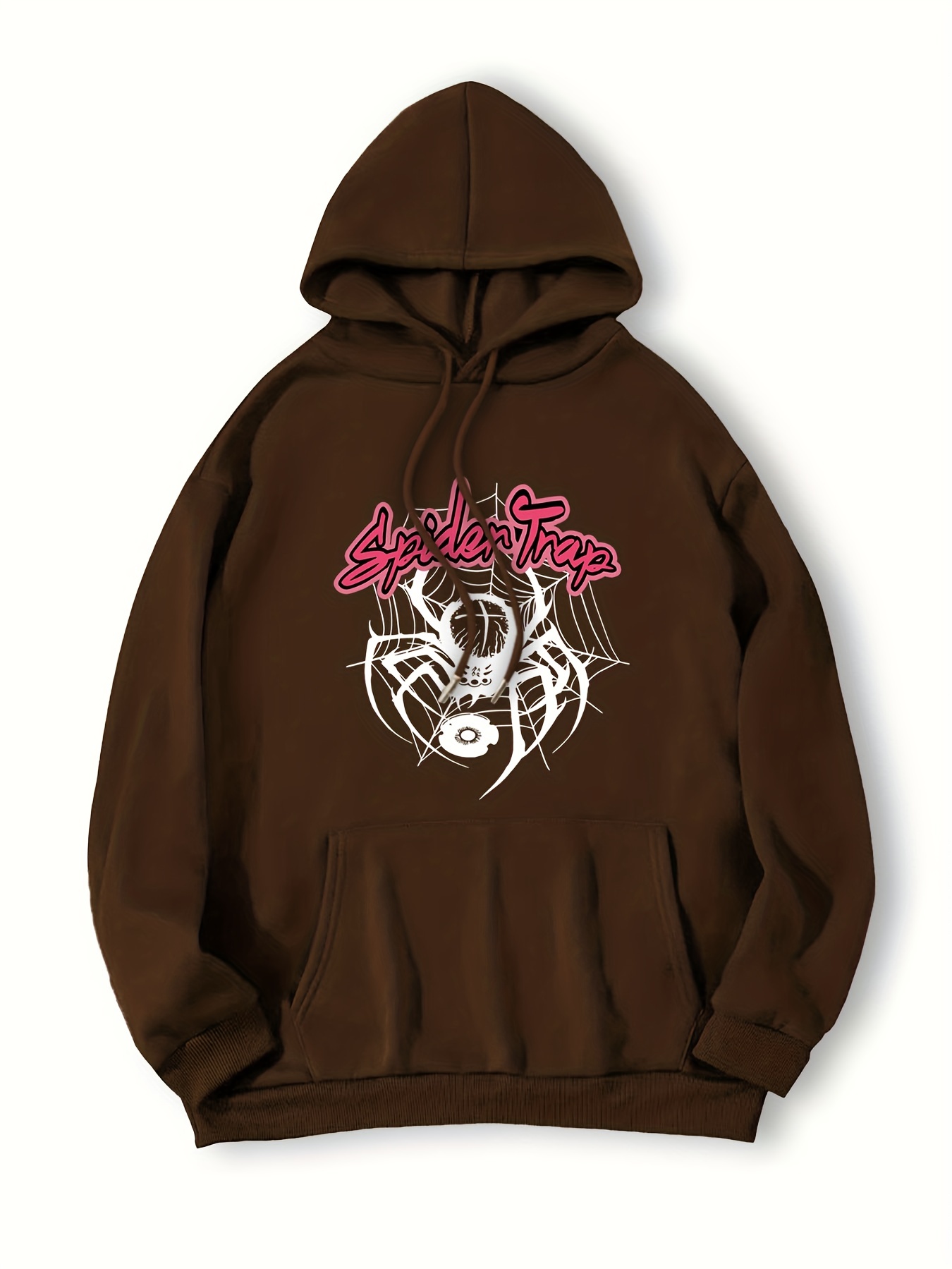 Spider Print Kangaroo Pocket Hoodie, Sudadera Con Capucha De Manga Larga  Casual Con Cordón, Ropa De Mujer