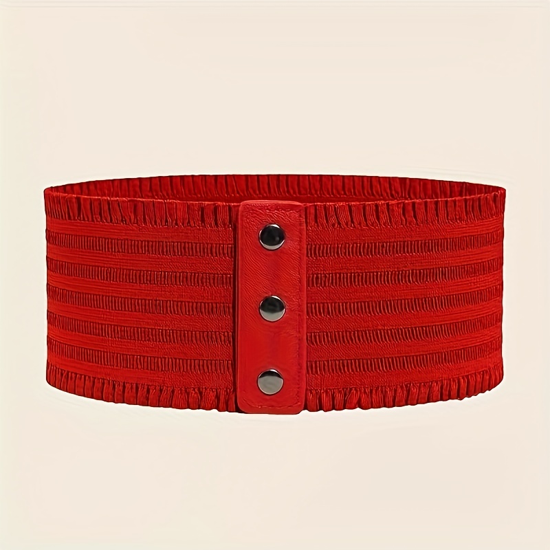 Elegant Ruffles Wide Belts Classic Solid Color Elastic - Temu