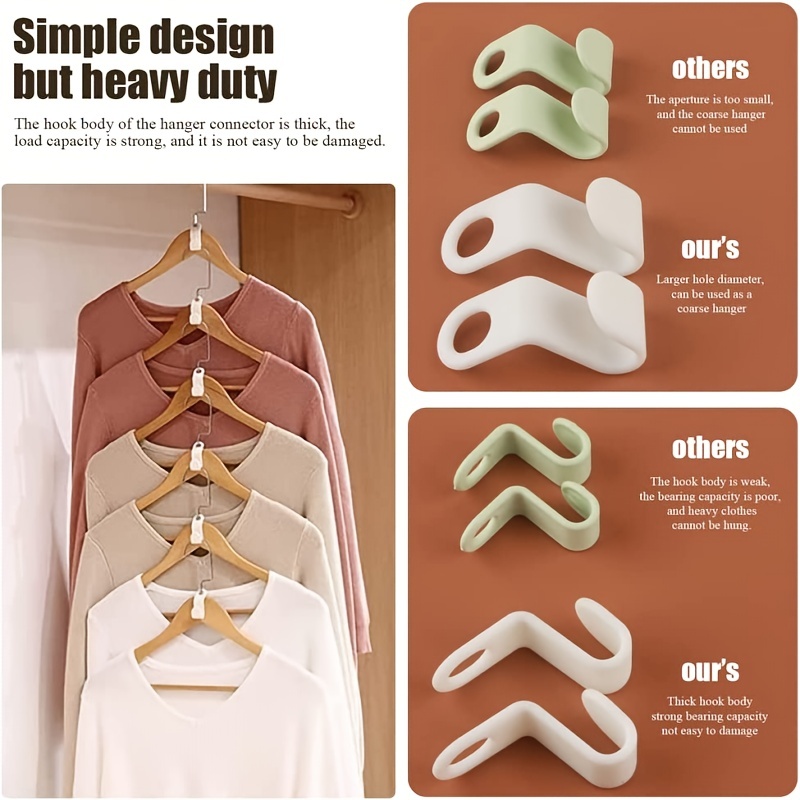 50pcs Clothes Hanger Connector Hooks Cascading Clothes Hangers For Heavy  Duty, White
