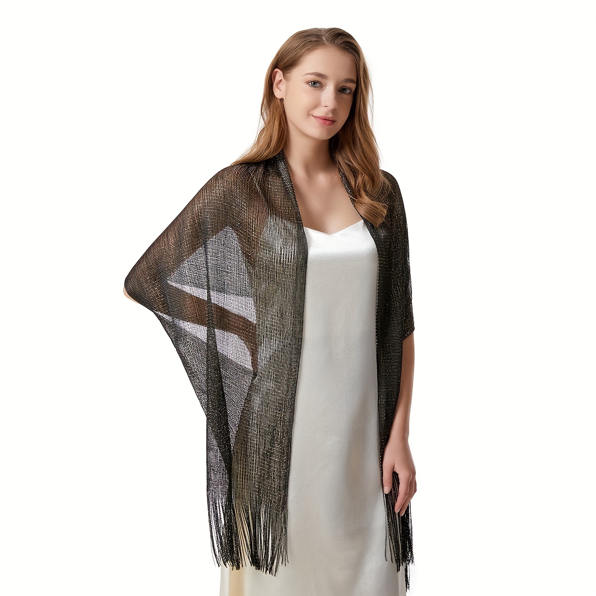 Glitter Tassel Shawl Solid Thin Wrap Cape Classic Decorative Shawls