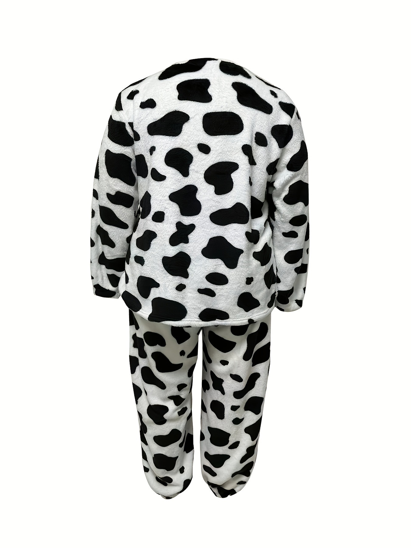 Cow Pattern Flannel Top & Shorts Two Piece Set