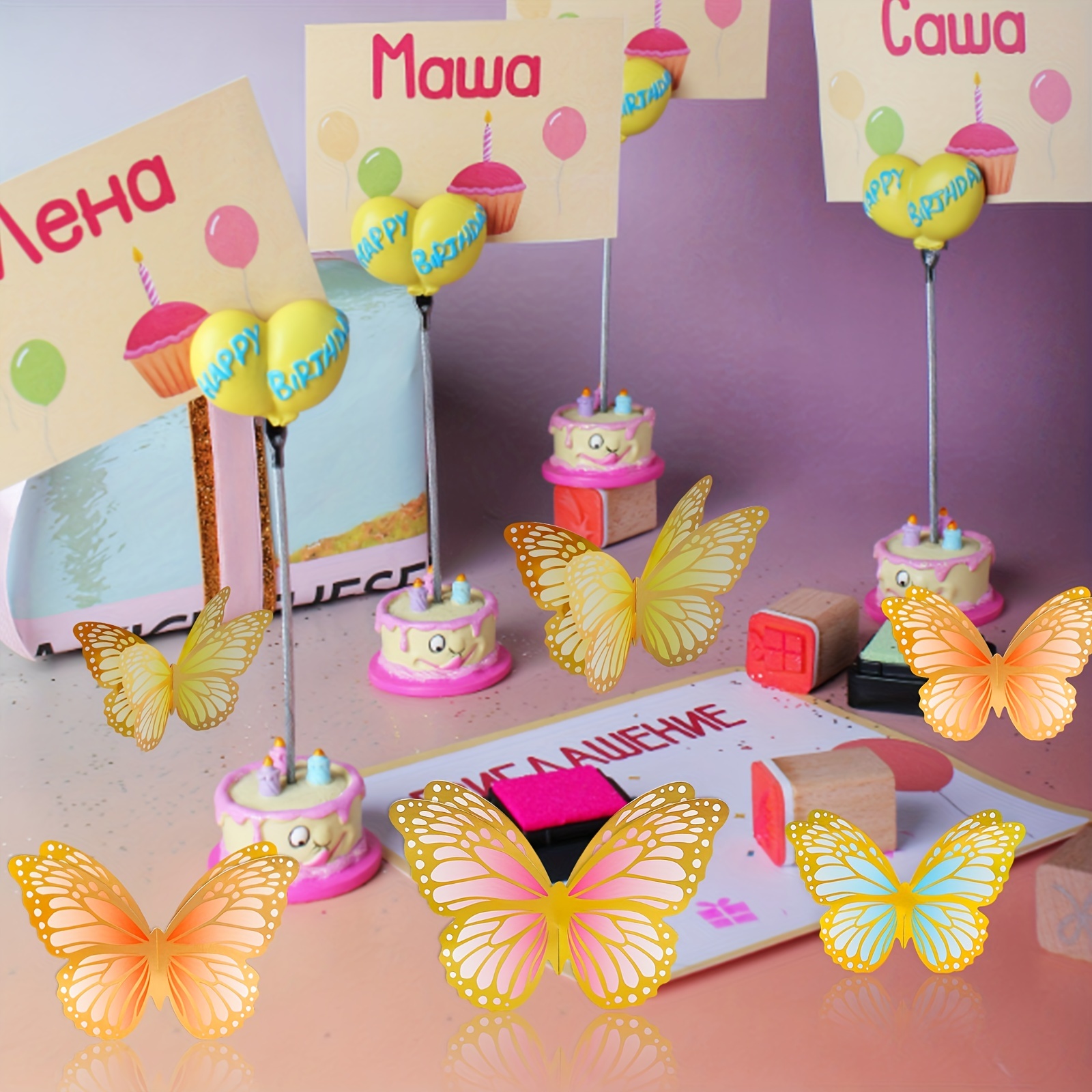 36pcs Mariposas Doradas Centro De Mesa De Mariposas Decoraciones De  Mariposas Para Arreglos Florales Para Cumpleaños Baby Shower Suministros De  Fiesta
