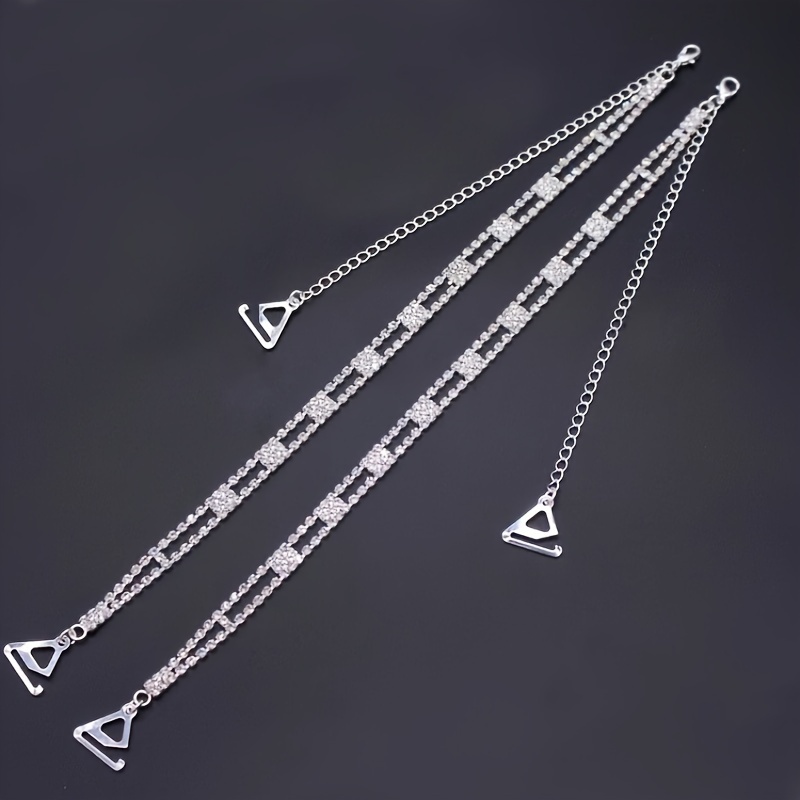 New Silver Black Bra Strap Metallic Sexy Rhinestone Bra Shoulder Straps For  Women Elegant Crystal Shoulder Lingerie Accessories - AliExpress