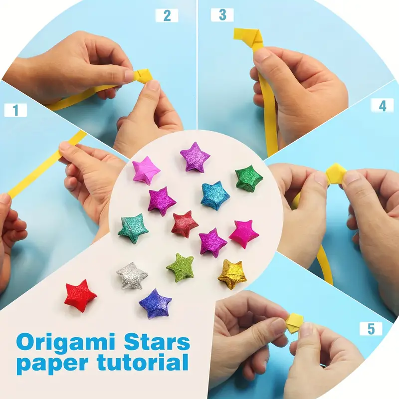Origami Star Paper 18 Colors Decoration Paper Strips Glitter - Temu