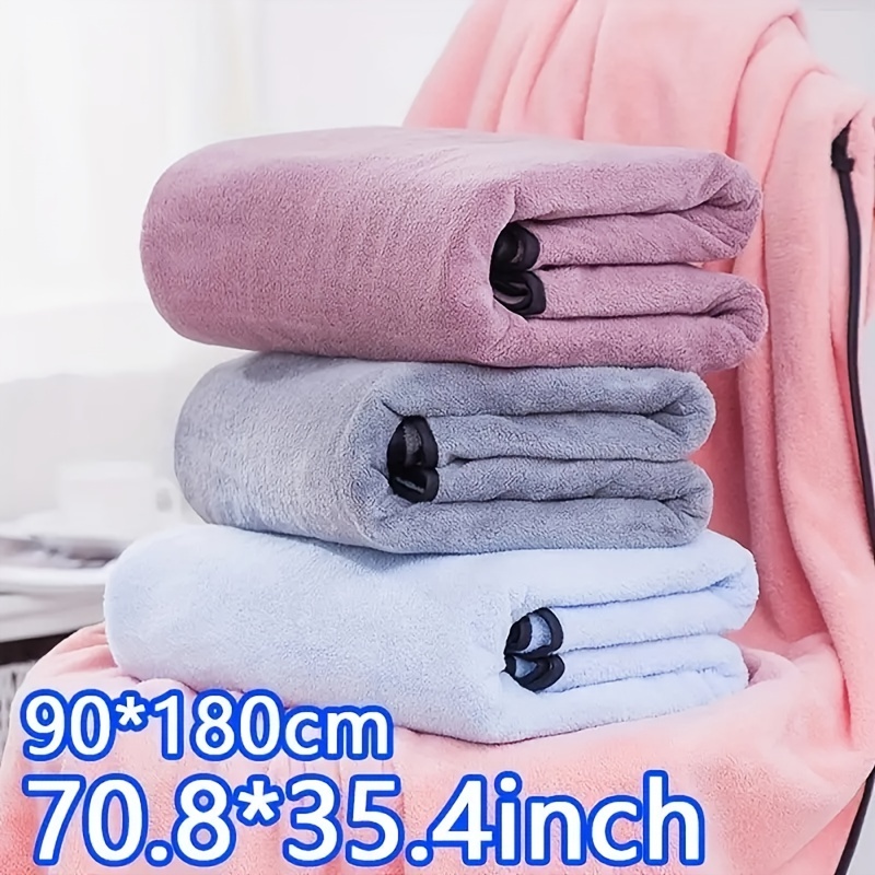 1pc Black S Patterned Thick Coral Fleece Absorbent Towel And Bath Towel Set
