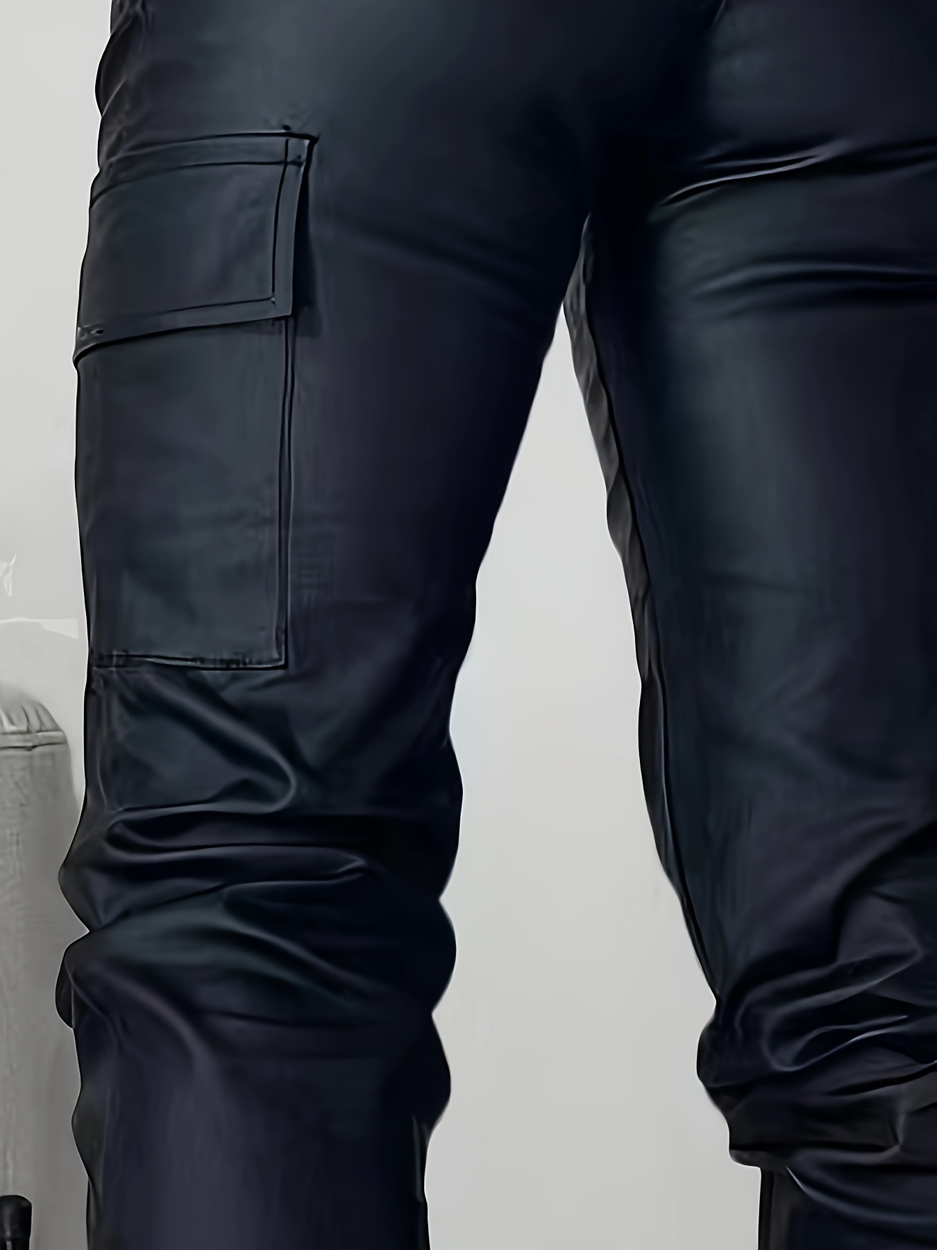 Multi pocket Leather Look Cargo Jeans Y2k Streetwear High - Temu