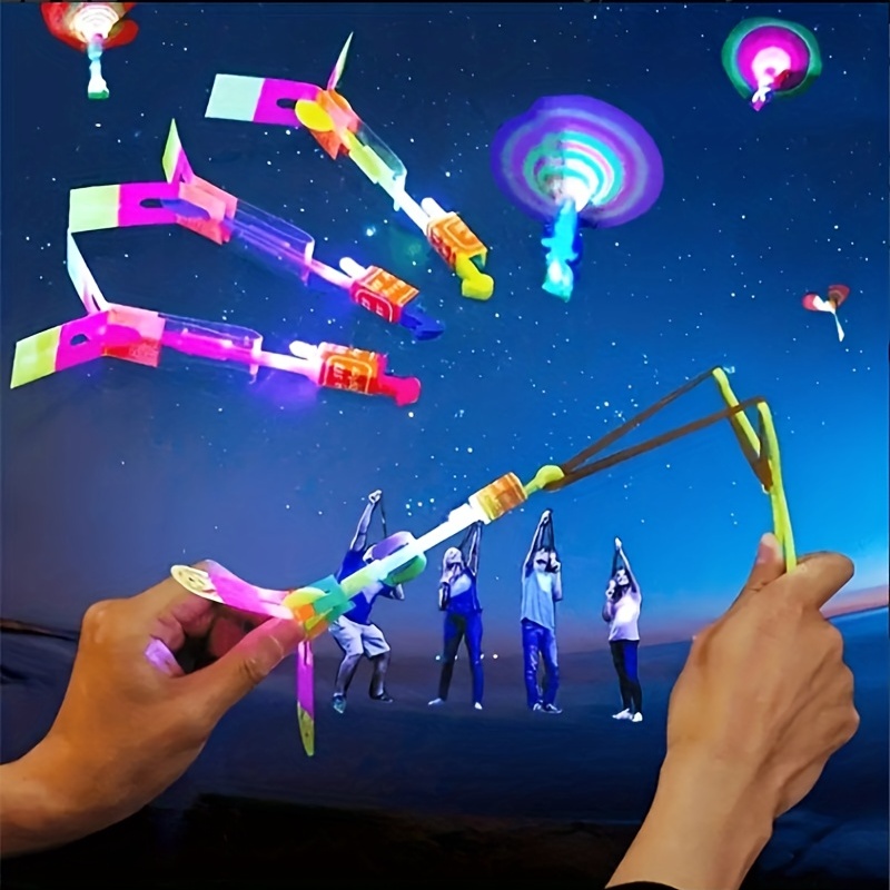 Jouet volant de fusée avec lumière LED, jeu d'extérieur pour enfants,  cadeau amusant de fête, 10pcs (couleur aléatoire)