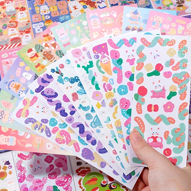 Cartoon Glittering Stickers Scrapbook Hand Account Guka - Temu