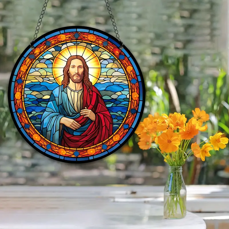 Stained Window Hanging Christian Suncatcher Holy - Temu