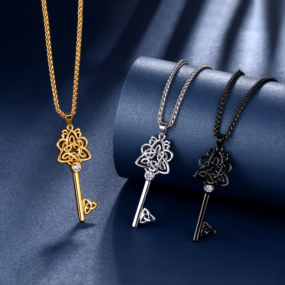 Key Shaped Celtic Knot Necklace Good Luck Key Necklace - Temu Canada